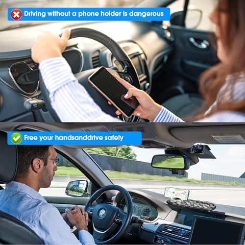 1pc Multifunction Car Anti-Slip Mat and Phone Holder, Gray-Silver Dashboard Pad with Temporary Parking Number Pad for Phones Keys Sunglasses