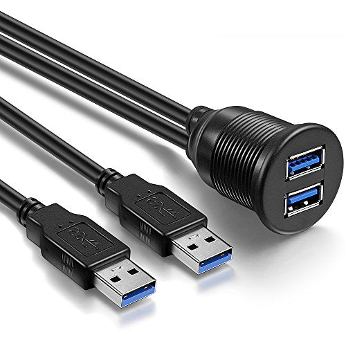 OBVIS 2 Ports Dual USB 3.0 AUX Flush Mount Cable -(6 Feet)
