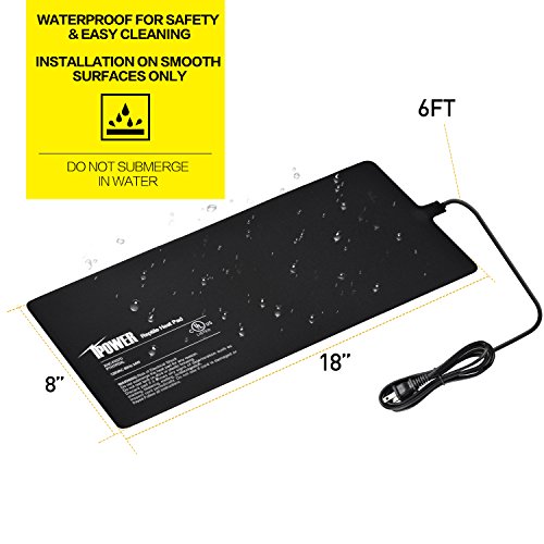 iPower 8 by 18-Inch 24W Reptile Heat Mat, Under Tank Warmer Terrarium Heat Pad for Turtles Lizards Frogs and Other Small Animals, Multi Sizes - size: 8" x 18", style: Heat Pad