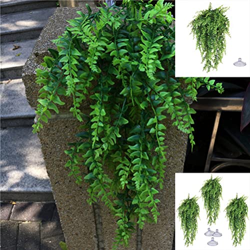 1PC Reptile Plants Bendable Climbing Fake Vine Pet Habitat Decorations Leaves Hanging Silk Terrarium Plant with Suction Cup for Bearded Dragons Lizards (1PC) (JGSC-0SC)