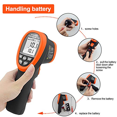 -58℉~2732℉ Industrial Pyrometer,Infrared Thermometer Temperature Gun,30:1 Dual Laser Industrial IR Temperature Gauge,Adjustable Emissivity (NOT for Human Temp Test) - color: AP-2732 Orange