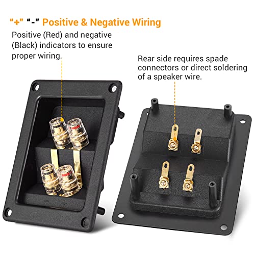 Facmogu 2PCS Rectangle 4-Way Speaker Terminal Box, Gold-Plated Terminal Cup - color: 4-way Rectangle