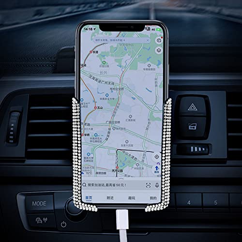 SUNCARACCL Bling Phone Holder for Car Vent, Diamond Cellphone Mount - color: White