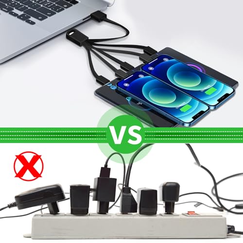 Multi Charging Cable Short with 2x Lighting 2x USB-C 1x Micro USB, 2Pack - color: Black
