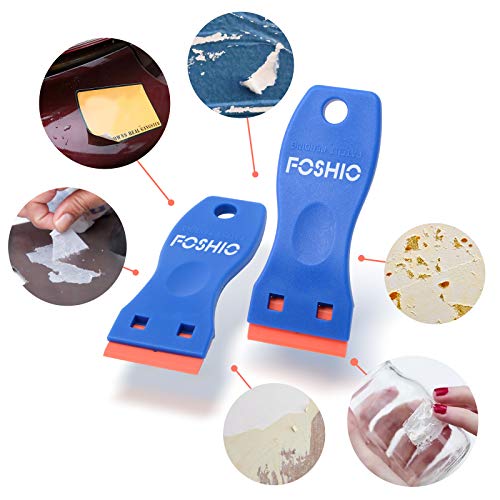 FOSHIO 20PCS Blue Plastic Razor Blade Scraper Tool for Gasket Remover, Sticker Remover, Labels Decal and Adhesive Remover for Windows and Glass - color: With Blue Scraper (20 Pack)
