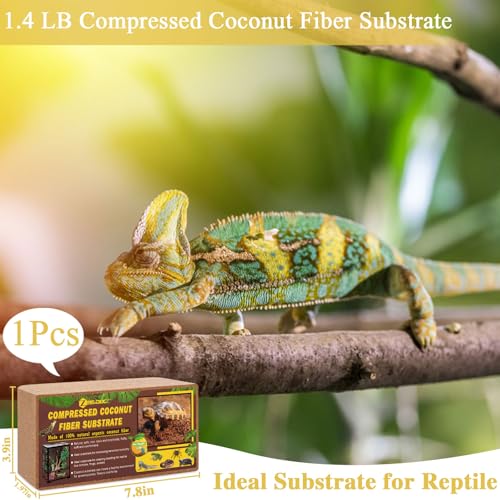 ZeeDix 1 Pack Coconut Fiber Substrate, 100% Organic Coconut Husk Coco Coir Brick Terrarium Bedding for Reptiles, Tortoise, Bearded Dragon, Leopard Gecko, Snake, Hermit Crabs, Frogs, Tarantula - color: 1pcs
