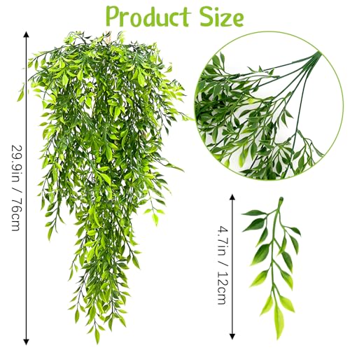 Hamiledyi 5 Pcs Reptile Plants Terrarium Hanging Fake Plant Leaves and Tank Habitat Decorations 2 PCS Terrarium Hanging Plants for Lizard, Snake, Bearded Dragon, Leopard Gecko