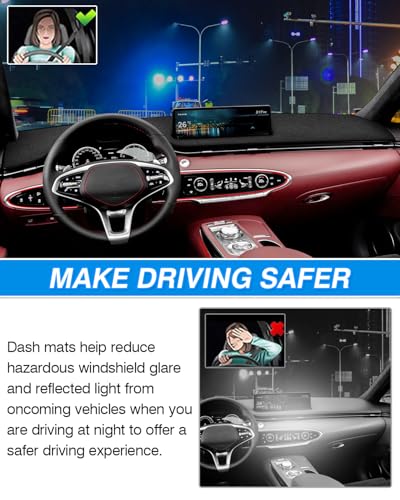 CARTIST Dash Cover Fit for 2022 2023 2024 2025 Genesis GV70 Dashboard Cover Mat for GV70 Accessories Dash Mat Non-Slip Carpet Sunshield Glare UV Rays Protector - size: Genesis GV70 2022-2025