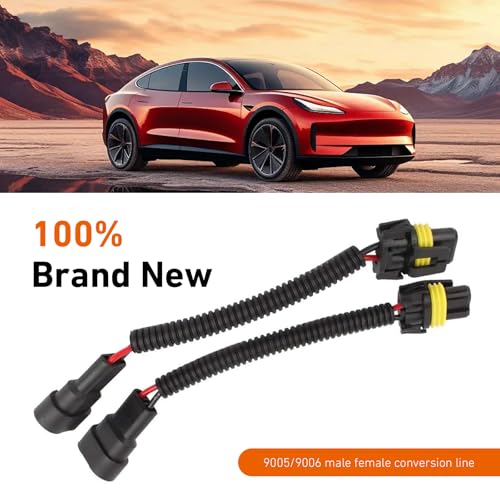 2 PCS Car Bulb Socket Conversion Wiring Harness, 9005 9006 Extension Wiring Harness Sockets Wires, Car Male-to-Female Conversion Connector, Universal for High/Low Beam, Fog Lights - color: 9005/9006