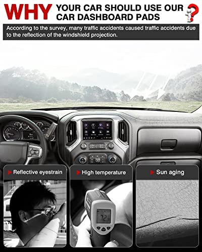 Autorder Dashboard Cover Mat for 2014-2018 Chevy Chevrolet Silverado/GMC Sierra 1500, 2015-2019 Silverado/GMC Sierra 2500HD 3500HD Accessories Dash Cover Flannel Sunshade Glare UV Rays Protector - size: Black 14-18 Silverado