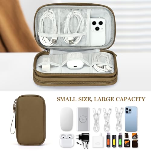 FYY Electronic Organizer, Travel Tech Pouch Bag, Medium, Brown - color: Brown, size: 8.3 x 5 x 2.6 inches