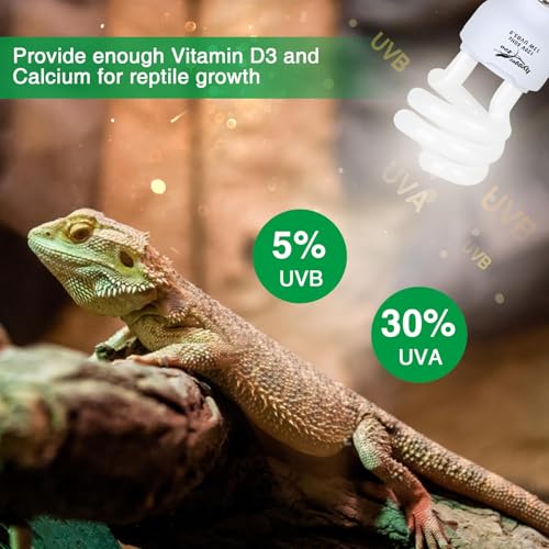 UVB Bulb 5.0 UVA UVB Reptile Light Bulb, 13W UVB Light for Reptiles UVB Lamp for Turtle Frog Snake Chameleon Ball Python Iguana Tank - size: 5.0 13W