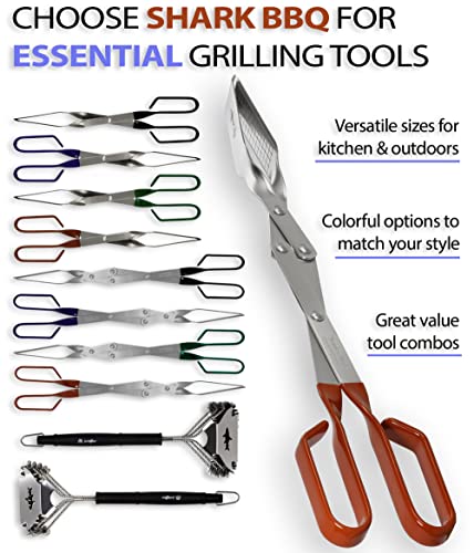 Steak Grill Tongs - 17 inch Red. Professional outdoor grilling utensil. Long reach Barbeque Grilling Tongs. Ideal for steak, fish, burger, and sausage - color: Red Steak Tongs