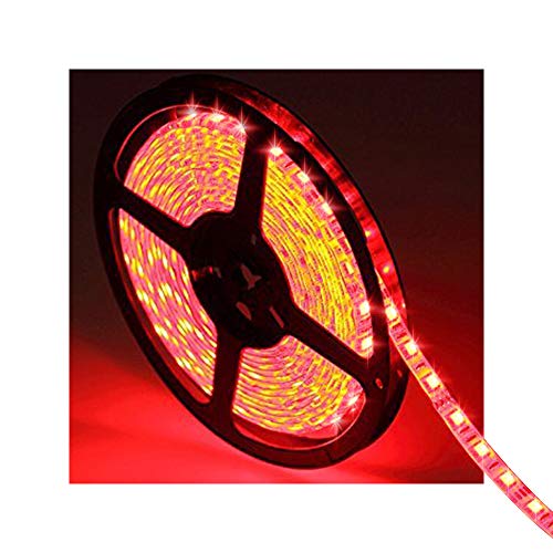 Water-Resistance IP65, 12V Waterproof Flexible LED Strip Light, 16.4ft/5m Cuttable LED Light Strips, 300 Units 3528 LEDs Lighting String, LED Tape(Red) Power Adapter not Included - color: 1*16.4ft 3528 Red
