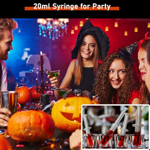 5Pack 20ml Plastic Syringe with caps for Liquid Measuring,Oral,Scientific Labs,Feeding Pets, Oil or Glue Applicator, Halloween Party, Sterile Individually Packed