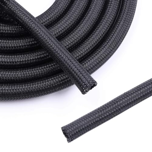 1/2" - 10Ft Split Braided Cable Sleeve, Wire Loom Tubing, Black - size: 1/2" - 10Ft