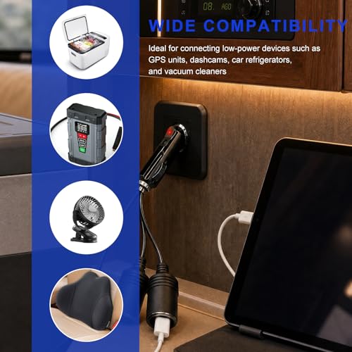 Double Cigarette Lighter Adapter, 12V 24V 1 to 2 Vehicle Power Charger Port Adapters, Universal 2-Socket Cigarette Lighter Splitter Extension Cords, Car Accessories