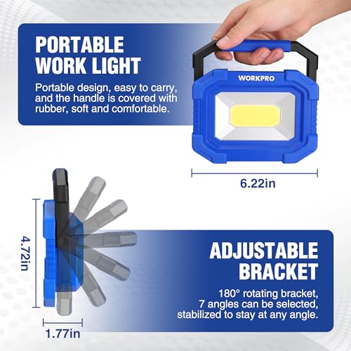 WORKPRO LED Work Light, Rechargeable Magnetic Work Lights, 2000LM, 4 Modes