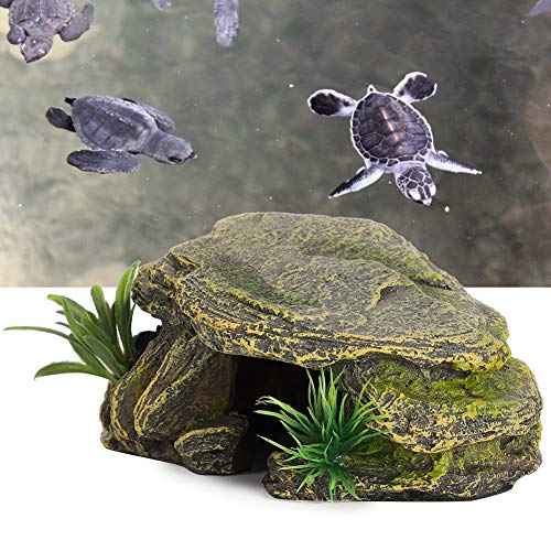 Reptile Rock Hide Cave, Aquarium Small Terrarium Hideouts Turtle Resin Habitat Basking Platform Lizard Hiding Hideaway Shelter Spiders Frog Amphibians Bearded Dragon Tank Snakes Tortoise Betta Shrimp