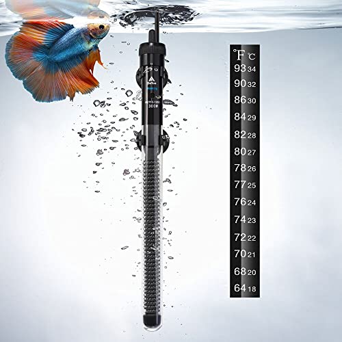 DaToo Aquarium Heater Adjustable 300W Submersible Fish Tank Heater with Electronic Chip Thermostat Suitable for Marine Saltwater and Freshwater - size: 300Watt