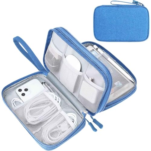 FYY Electronic Organizer, Travel Tech Pouch Bag, Large, Cyan - color: Cyan, size: 9.1 x 5.9 x 3.15 inches