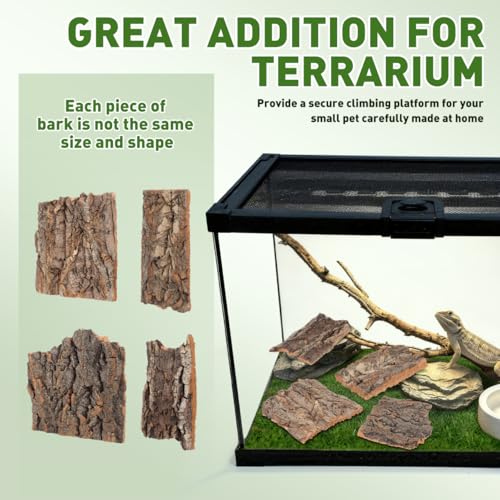 4Pcs Reptile Bark Climbing Platforms Natural Cork Wood Terrarium Decor Reptile Hideouts Tank Accessories for Snakes Lizards Small Pets
