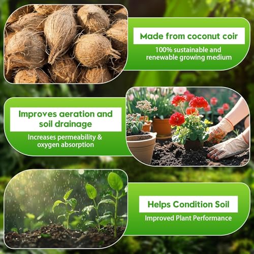 Coco Coir Bricks - Compressed Coconut Fiber Substrate for Plants, Gardening, Potting Mix. Low EC & Balanced pH Natural Growth Medium for Seed Starting, Herbs, and Gardening (2 PCS) - size: 2 PCS