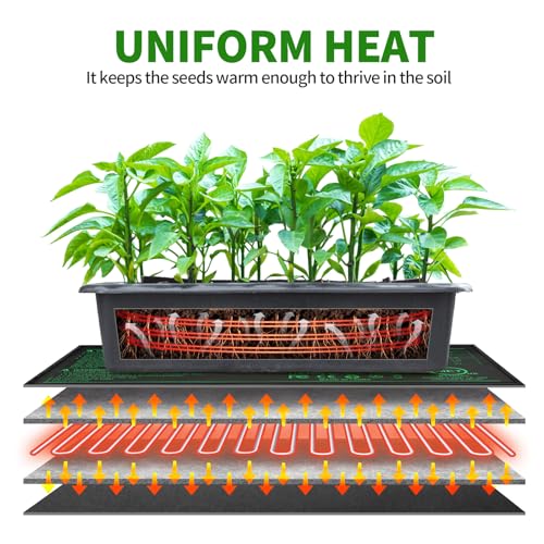 Seedling Heat Mat with Built-in Temperature Controller (2 Pack), 10" x 20.75" Plant Heating Pad with Thermostat for Indoor Seed Starting Germination Hydroponics Waterproof - size: 10" x 20.75" in Thermostat 2 Pack