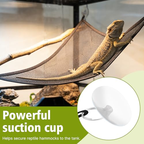 2-Pack Large Bearded Dragon Hammock Set (1 Rectangle + 1 Triangle), Reptile Tank Accessories with Strong Suction Cups, Lounge Bed for Lizards, Snakes, Geckos & Small Pets (Black)