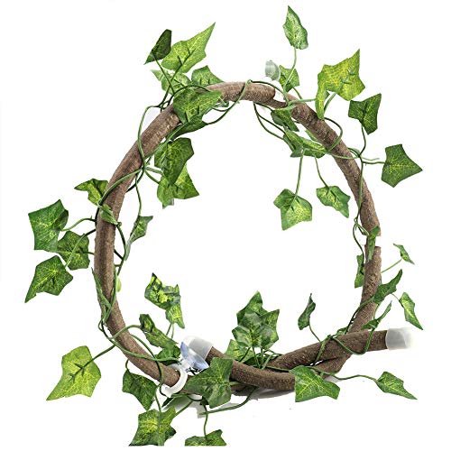 AYNEFY Flexible Vine Branch Jungle Rattan Long Vine Decoration Rattan Decoration Lifelike for Reptiles Pet Reptile Climbing Rattan Artificial Reptile - size: Rattan + folha de hera