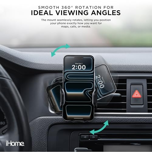 iHome Air Vent Clip Car Mount, 360° Rotation, Secure Fit, Adjustable Grip (Air Vent) - style: Air Vent