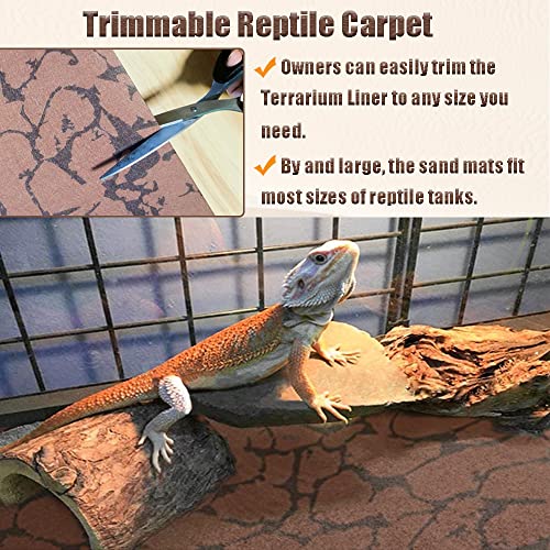 Tfwadmx Reptile Carpet Sand Mat for Bearded Dragon Terrarium Substrate Liner Brown Reversible Lizard Bedding Mats for Cage Leopard Gecko Tortoise Turtle Snake Chameleon with Tweezer 20"x 39"(1 Pcs) - size: L:19.7"x39.3"(1Pcs)