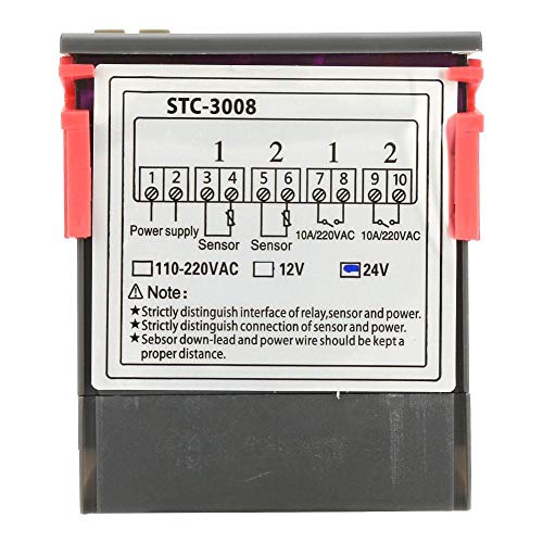STC-3008 Dual Display Dual NTC Probe Sensor Digital Temperature Thermostat Controller(110-220V)