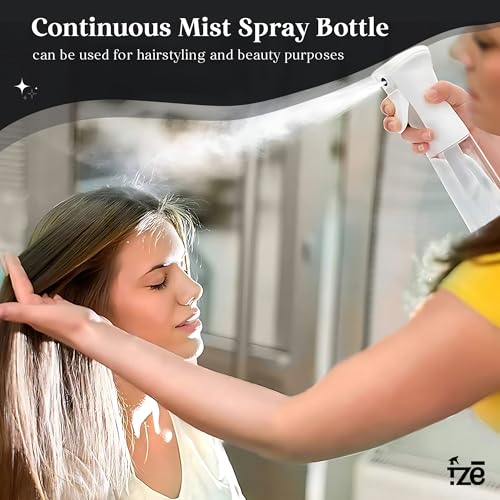 FZE Continuous Spray Bottles 2 pack 300ml with Ultra Fine Mist for Hair spraying, Watering Plants, Durable Solution and Your Go-To Kitchen Companion for Everyday Use.[ Spray Stream 2]
