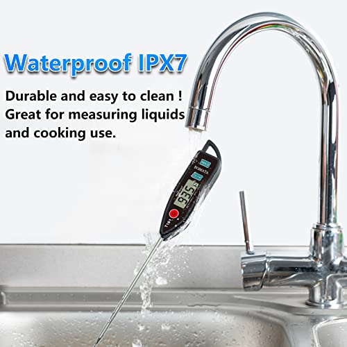BOMATA Digital Water Thermometer for Water, Liquid, Candle and Cooking. Instant Read Food Thermometer Waterproof IPX7 with Long Probe for Cooking, Meat, BBQ! T101 (Black Color)… - color: Black