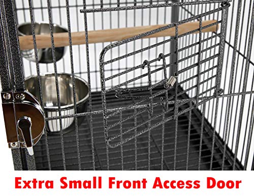 Portable Heavy Duty Travel Bird Parrot Carrier Cage Feeding Bowl Play Stand with Handle - color: Black, size: 18" x 14" x 22"H