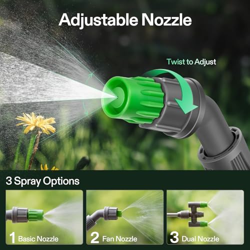VIVOSUN 1.8 Gal/7L Pump Sprayer, Garden Water Sprayer for Plants, Weeds & Lawn Care, with 3 Nozzles, 50'' Long Hose & Pressure Relief Valve - size: 1.8 gal