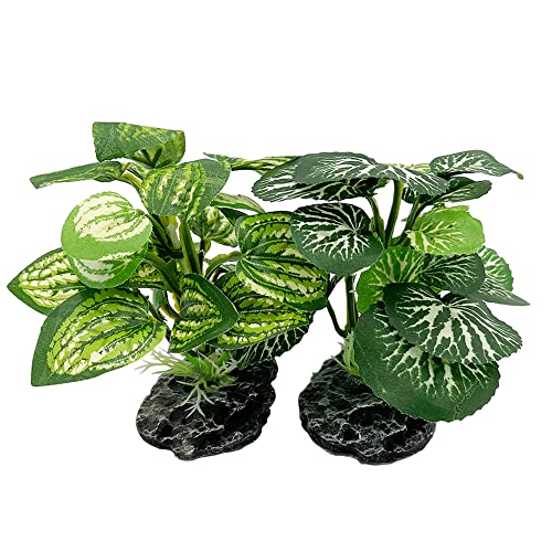 Aquarium Plants Betta Fish Tank Decorations 4inch/2pcs Soft Silk Artificial Plant Goldfish Waterscape Fish Hides Snake Tank/Reptiles Plants (B-3pcs Set)