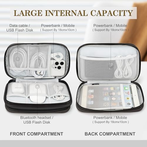 FYY Electronic Organizer, Travel Tech Pouch Bag, Large, Coffee - color: Coffee, size: 9.1 x 5.9 x 3.15 inches