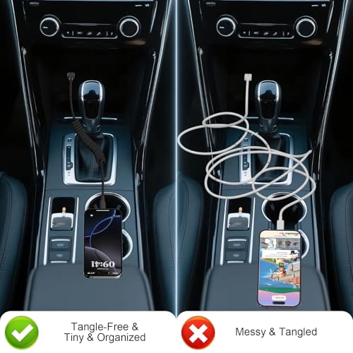 Coiled USB A to USB C Car Charger Cable, 2-Pack 3Ft Braided, Black - color: Black