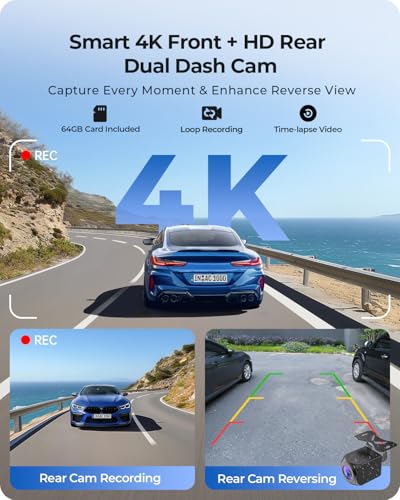 9.26" Wireless Carplay Screen for Car with 4K Dash Cam & HD Backup Camera