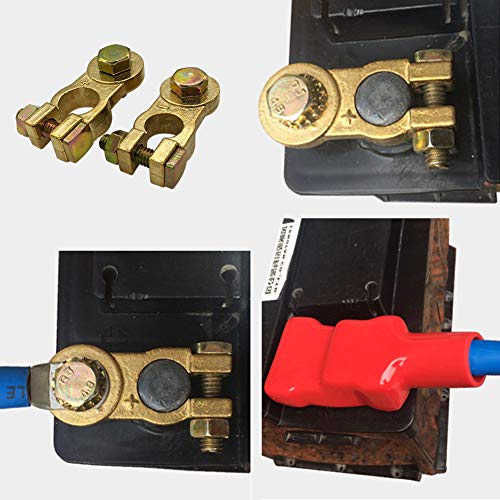 Ampper Brass Battery Terminal Clamps, Top Post Battery Terminals Connector Set for Marine Car Boat RV Vehicles (1 Pair)