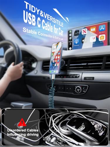 Coiled USB C to USB C Cable 3FT, 2 Pack USB C Cable for Car - style: USB-C
