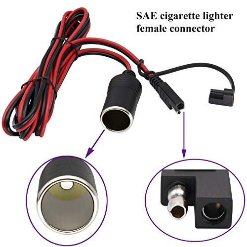 Cigarette Lighter to SAE Battery Charging Cable,16AWG 12V 2 Pin SAE to Cigarette Lighter Female Plug Quick Release Disconnect Connector Plug Adapter Extension Charging Cable(2.4m/7.8ft-F) - color: 2.4m-Female