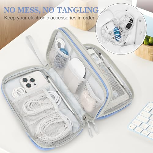 FYY Electronic Organizer, Travel Tech Pouch Bag, Large, Blue Quilted - color: Blue Quilted, size: 9.1 x 5.9 x 3.15 inches