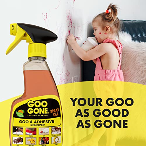 Goo Gone Adhesive Remover Spray Gel, Removes Chewing Gum, Grease, Tar, Stickers, Labels, Tape Residue, Oil, Blood, Lipstick, Mascara, 8 Pack & Sticker Lifter - size: 12 Fl Oz (Pack of 8 + Sticker Lifter)