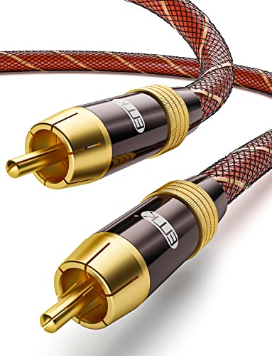 EMK Subwoofer Cable 6.6ft–RCA to RCA 75-ohm SPDIF Digital Coaxial Audio Cord–Gold-Plated Shielded Coax Cable for HiFi Systems, Soundbar, DAC, Home Theater, Amplifiers - color: 6.6Ft/2Meters