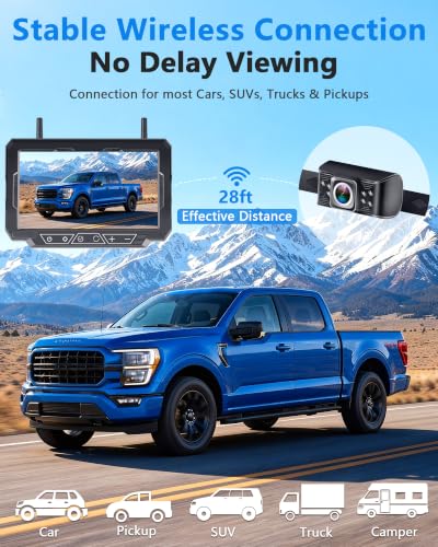 1080P HD 7-Inch Wireless Backup Camera: 15-Min Easy Install Plug & Play - size: 7'' + License Plate Camera for Car