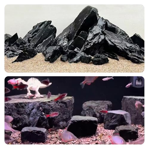 Unocho Aquarium Stone Fish Tank Rocks 5lb Natural Rocks for Aquariums Aquascaping Landscaping Model Tank Decoration Vivariums Paludarium Miniature and Fairy Garden(3"-6"-4pcs) - size: 5LB(4pcs)3-6in.