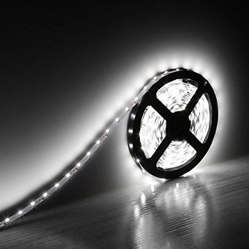 Water-Resistance IP65, 12V Waterproof Flexible LED Strip Light, 16.4ft/5m Cuttable LED Light Strips, 300 Units 3528 LEDs Lighting String, LED Tape(White) Power Adapter not Included - color: 1*16.4ft 3528 Cold White